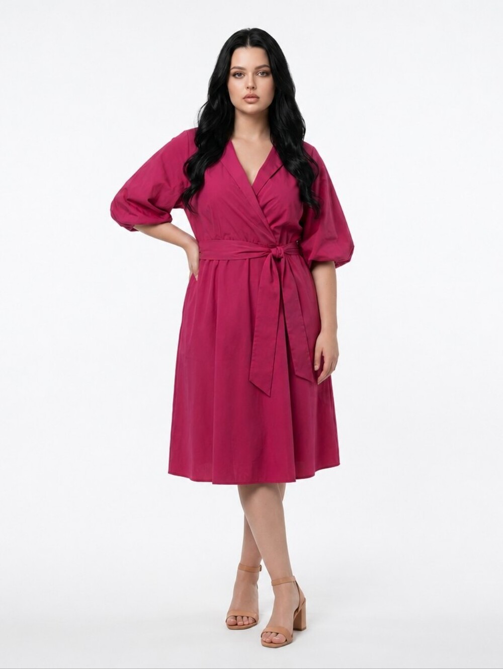 Calvin Klein Pocket Midi Dress in Mulberry Size 14